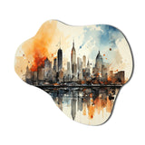 Colorful Nyc Cityscape Watercolor II - Asymmetric Metal Wall Art