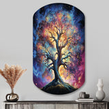 Colorful Oak Tree Eternal Strength I - Asymmetric Metal Wall Art