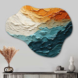 Teal Orange Ocean Coastal Essence Collage - Asymmetric Metal Wall Art