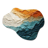 Teal Orange Ocean Coastal Essence Collage - Asymmetric Metal Wall Art