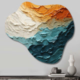 Teal Orange Ocean Coastal Essence Collage - Asymmetric Metal Wall Art