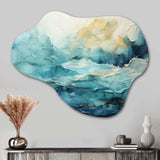 Teal Yellow Ocean Serenade Pastoral III - Asymmetric Metal Wall Art