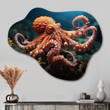 Coral Octopus Serene Submersion II - Asymmetric Metal Wall Art