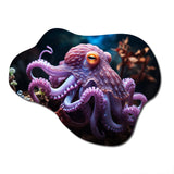 Purple Octopus Mystical Encounter - Asymmetric Metal Wall Art