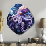 Purple Octopus Lunar Reflections II - Asymmetric Metal Wall Art