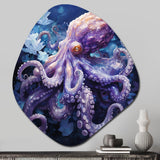 Purple Octopus Lunar Reflections II - Asymmetric Metal Wall Art