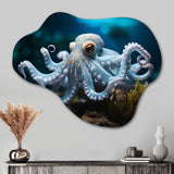 Blue Octopus Serene Submersion - Asymmetric Metal Wall Art