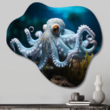 Blue Octopus Serene Submersion - Asymmetric Metal Wall Art