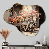 Pink Old Cart Wheels - Asymmetric Metal Wall Art