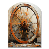 Orange Old Cart Wheels III - Asymmetric Metal Wall Art