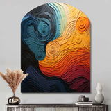 Teal Orange Op Art Rhythmic Illusion II - Asymmetric Metal Wall Art