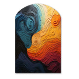 Teal Orange Op Art Rhythmic Illusion II - Asymmetric Metal Wall Art