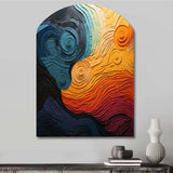 Teal Orange Op Art Rhythmic Illusion II - Asymmetric Metal Wall Art