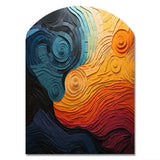 Teal Orange Op Art Rhythmic Illusion II - Asymmetric Metal Wall Art