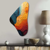 Teal Orange Op Art Rhythmic Illusion II - Asymmetric Metal Wall Art