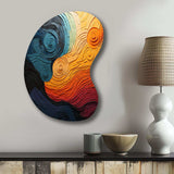 Teal Orange Op Art Rhythmic Illusion II - Asymmetric Metal Wall Art