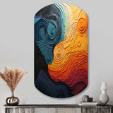 Teal Orange Op Art Rhythmic Illusion II - Asymmetric Metal Wall Art