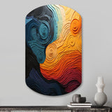 Teal Orange Op Art Rhythmic Illusion II - Asymmetric Metal Wall Art