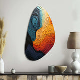 Teal Orange Op Art Rhythmic Illusion II - Asymmetric Metal Wall Art