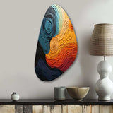 Teal Orange Op Art Rhythmic Illusion II - Asymmetric Metal Wall Art