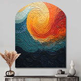 Teal Orange Op Art Rhythmic Illusion III - Asymmetric Metal Wall Art