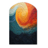 Teal Orange Op Art Rhythmic Illusion III - Asymmetric Metal Wall Art