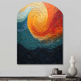 Teal Orange Op Art Rhythmic Illusion III - Asymmetric Metal Wall Art