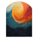 Teal Orange Op Art Rhythmic Illusion III - Asymmetric Metal Wall Art