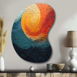 Teal Orange Op Art Rhythmic Illusion III - Asymmetric Metal Wall Art