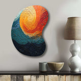 Teal Orange Op Art Rhythmic Illusion III - Asymmetric Metal Wall Art