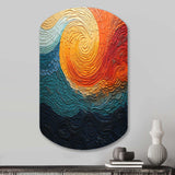 Teal Orange Op Art Rhythmic Illusion III - Asymmetric Metal Wall Art