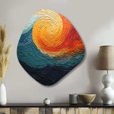 Teal Orange Op Art Rhythmic Illusion III - Asymmetric Metal Wall Art