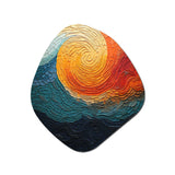 Teal Orange Op Art Rhythmic Illusion III - Asymmetric Metal Wall Art