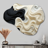 Black White Opt Art Contrasting Waves - Asymmetric Metal Wall Art