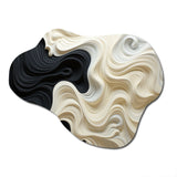 Black White Opt Art Contrasting Waves - Asymmetric Metal Wall Art