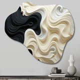 Black White Opt Art Contrasting Waves - Asymmetric Metal Wall Art