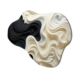 Black White Opt Art Contrasting Waves - Asymmetric Metal Wall Art