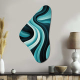 Turquoise Black Opt Art In - Asymmetric Metal Wall Art