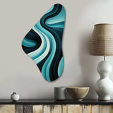 Turquoise Black Opt Art In - Asymmetric Metal Wall Art