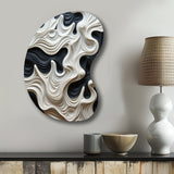 Black White Opt Art Rhythmic Pulses I - Asymmetric Metal Wall Art