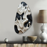 Black White Opt Art Rhythmic Pulses I - Asymmetric Metal Wall Art