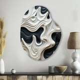 Black White Opt Art Rhythmic Pulses I - Asymmetric Metal Wall Art