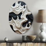 Black White Opt Art Rhythmic Pulses I - Asymmetric Metal Wall Art