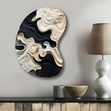 Black White Opt Art Rhythmic Pulses II - Asymmetric Metal Wall Art