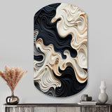 Black White Opt Art Rhythmic Pulses II - Asymmetric Metal Wall Art