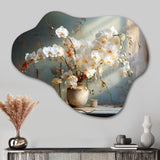 Beige Minimalims Orchids Stilllife - Asymmetric Metal Wall Art