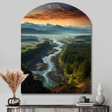 Oregon River Landscape III - Asymmetric Metal Wall Art