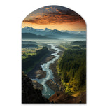 Oregon River Landscape III - Asymmetric Metal Wall Art