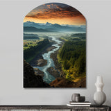 Oregon River Landscape III - Asymmetric Metal Wall Art