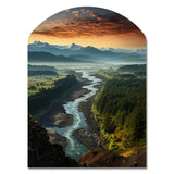 Oregon River Landscape III - Asymmetric Metal Wall Art